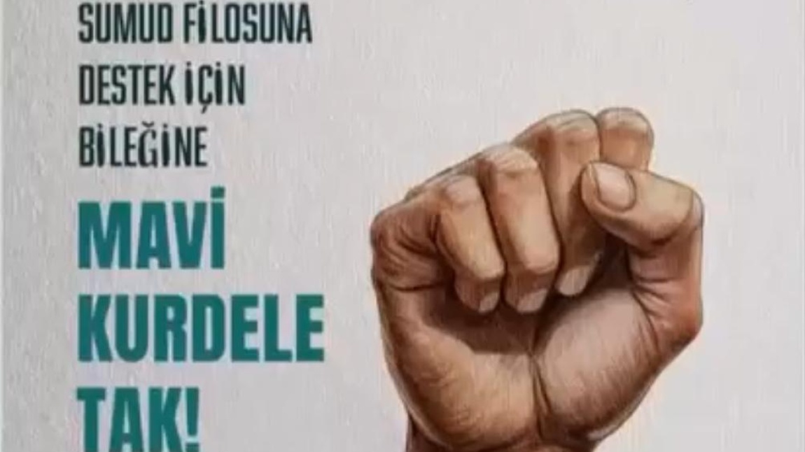 Öğrenci ve öğretmenlerimizden Sumud filosu için mavi kurdele etkinliği